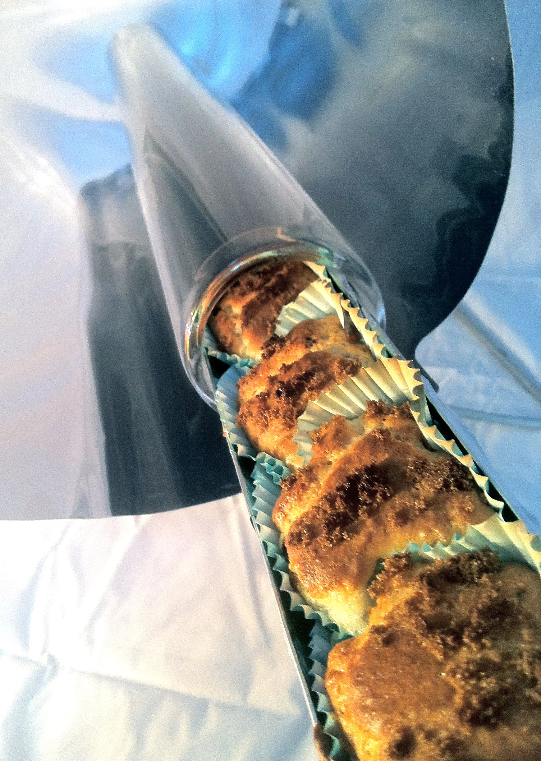 The GoSun Stove sports a large set of mirrors and a stainless steel tray for food, allowing it to act as a portable convection oven for baking, frying, boiling, and more