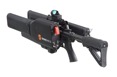 The Dronegun blasts the drone with electromagnetic noise at the same frequencies it uses for video transmission and control communications