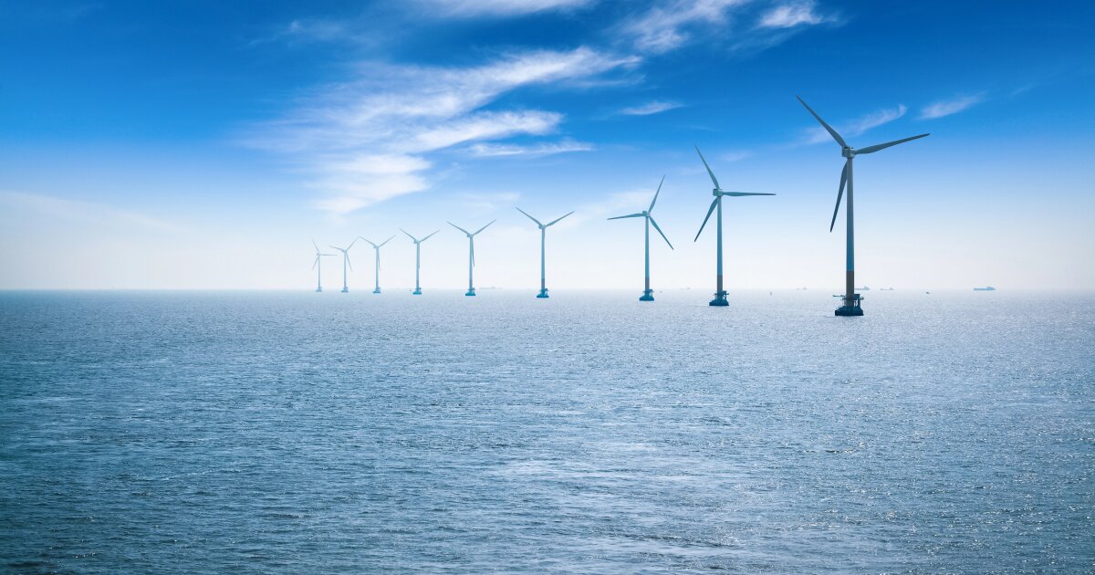 Wind turbines off the coast of Shanghai, China