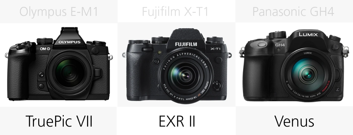 Image processor comparison Olympus E-M1, Fujifilm X-T1 and Panasonic GH4