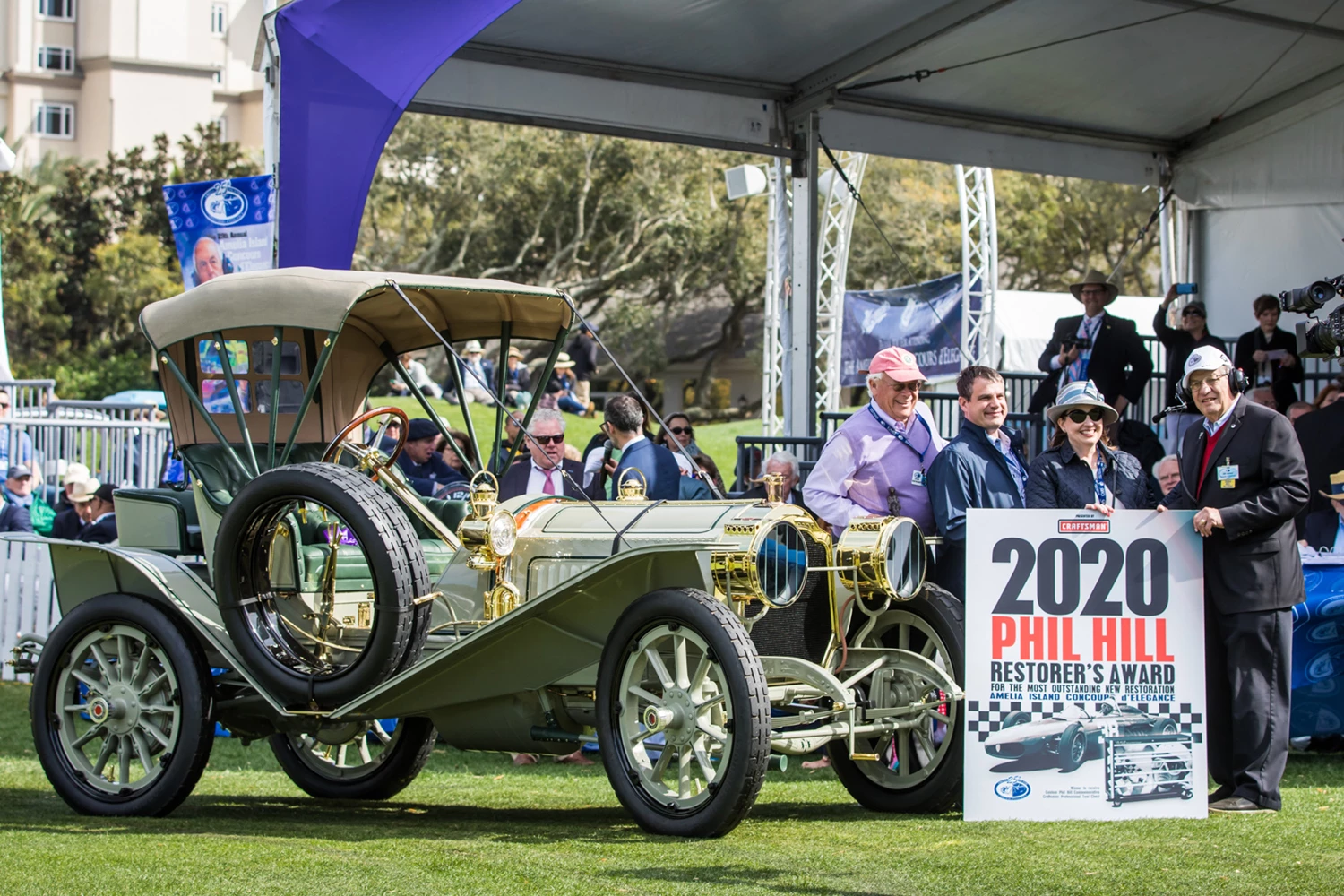 The Craftsman Phil Hill Restorers Award for the restorer of the best new production car restoration went to Janousek Restorations for its work on the 1908 Packard Model 30 of Bill and Barbara Parfet of Hickory Corners, MI. This Model 30 has a 432 cubic inch 4-cylinder engine which produces 30 horsepower.