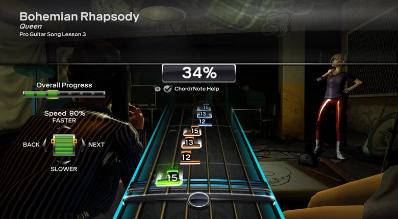 Would-be Brian May's can now follow onscreen instructions for Queen's Bohemian Rhapsody and play along using a real guitar