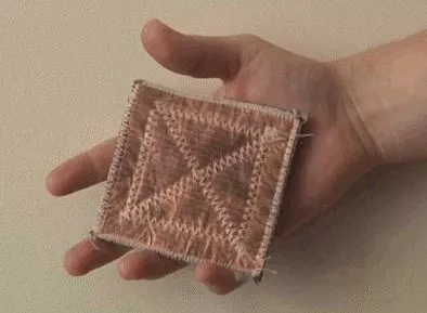 One of the fabric antennas, that can transmit the coordinates of people lost at sea