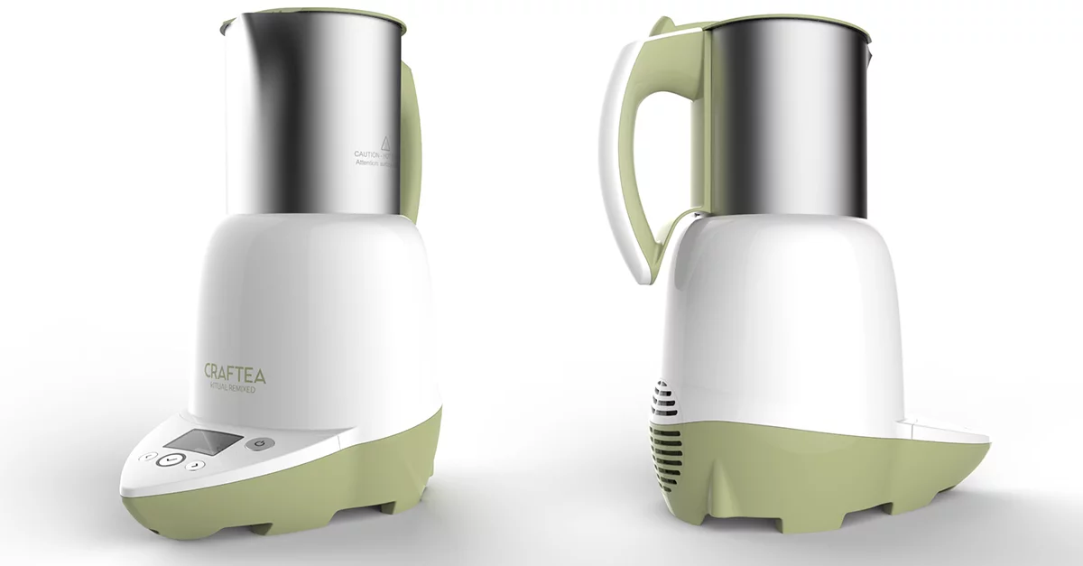 The kettle is inductively heated around the bottom half, which increases efficiency and safety