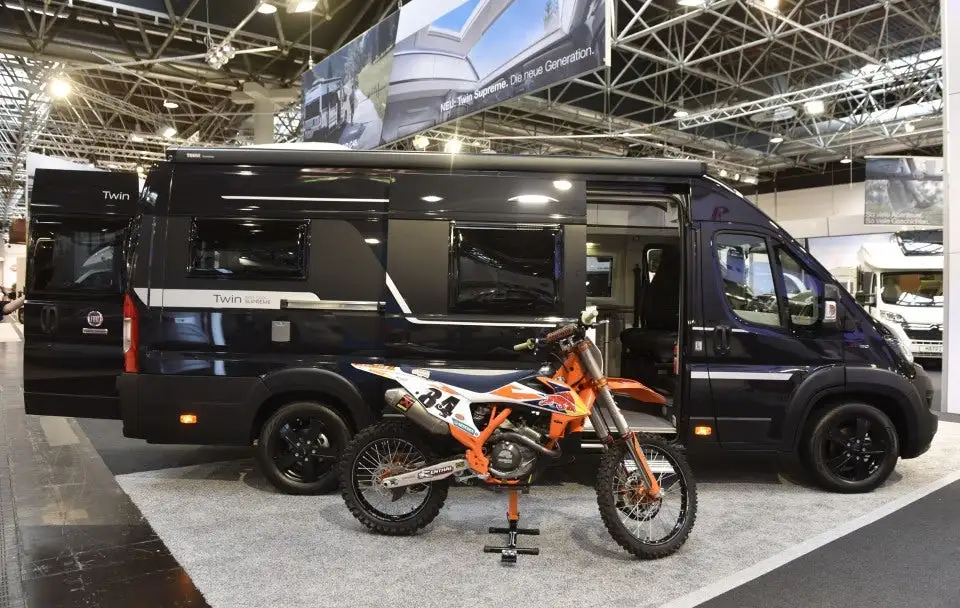 Adria reveals the Twin Supreme 640 SGX with rear garage at the 2018 Caravan Salon