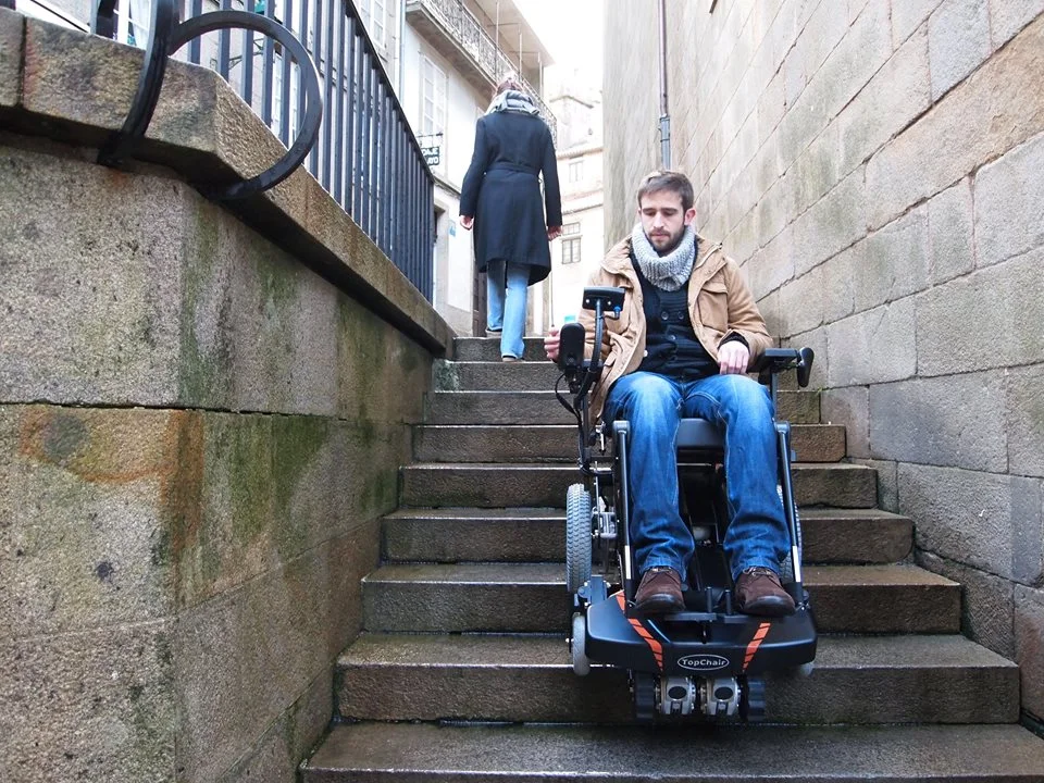 The TopChair-S maneuvers up almost any stairway