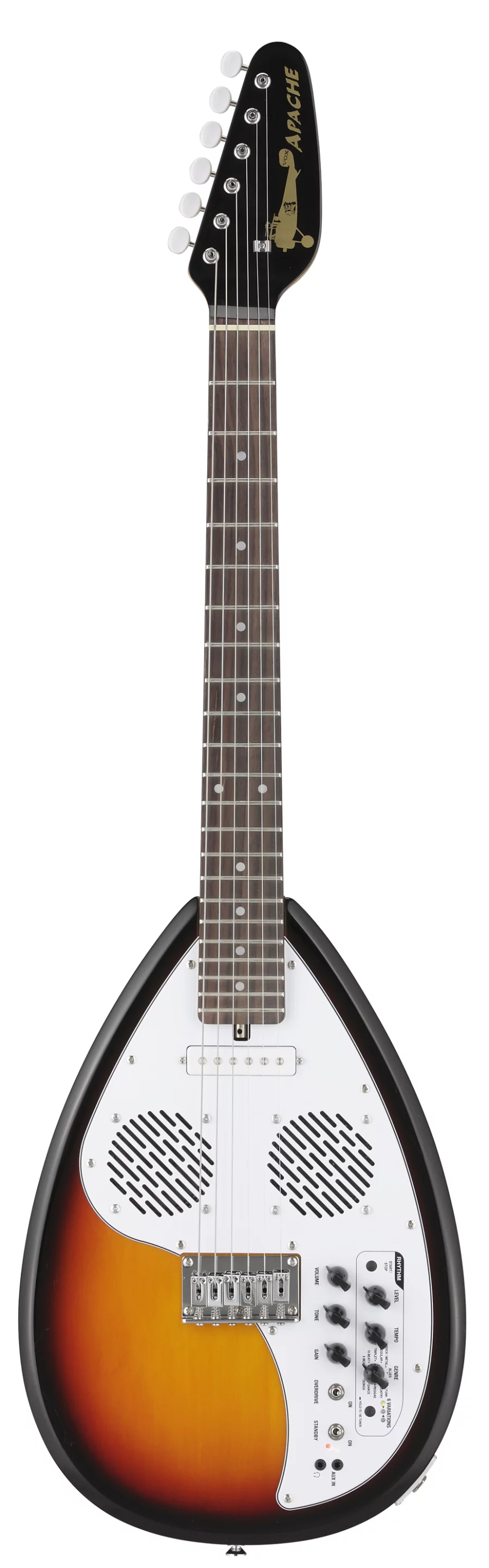 The Teardrop-shaped Apache travel guitar