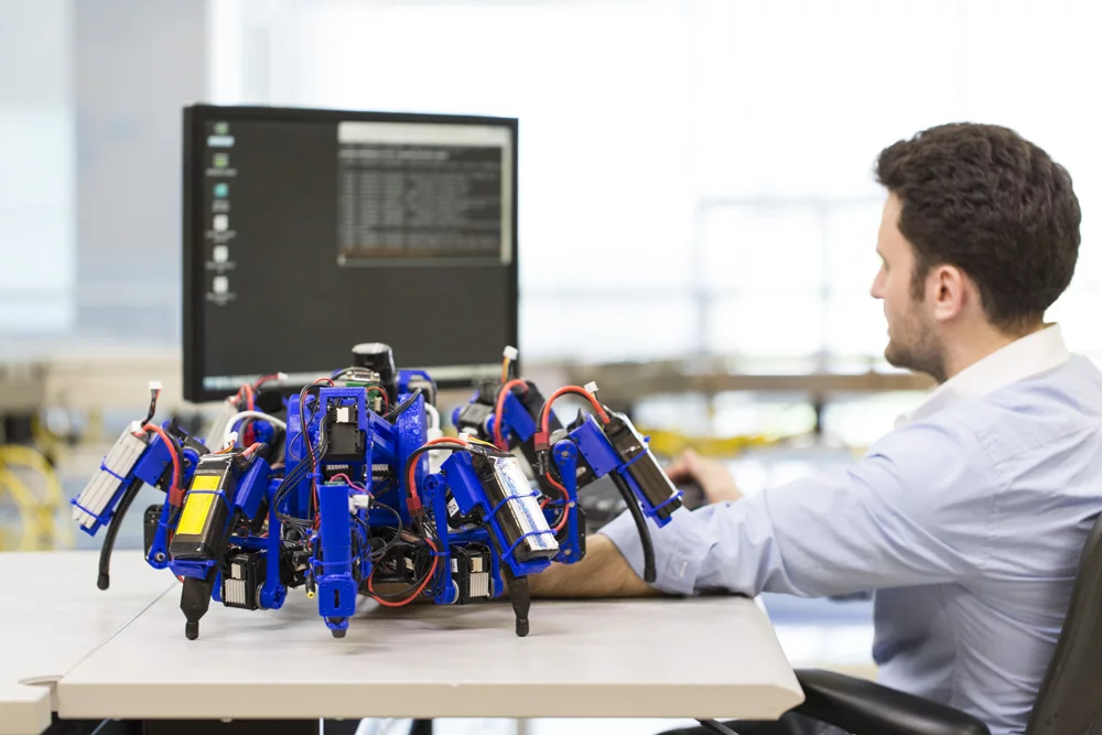 If a spider robot encounters an obstacle during its travels, it will automatically find a way around it