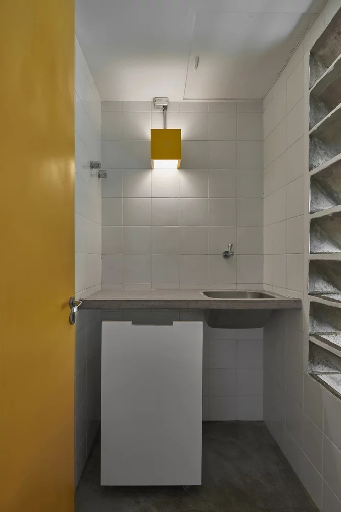 The tiny home home also features a laundry