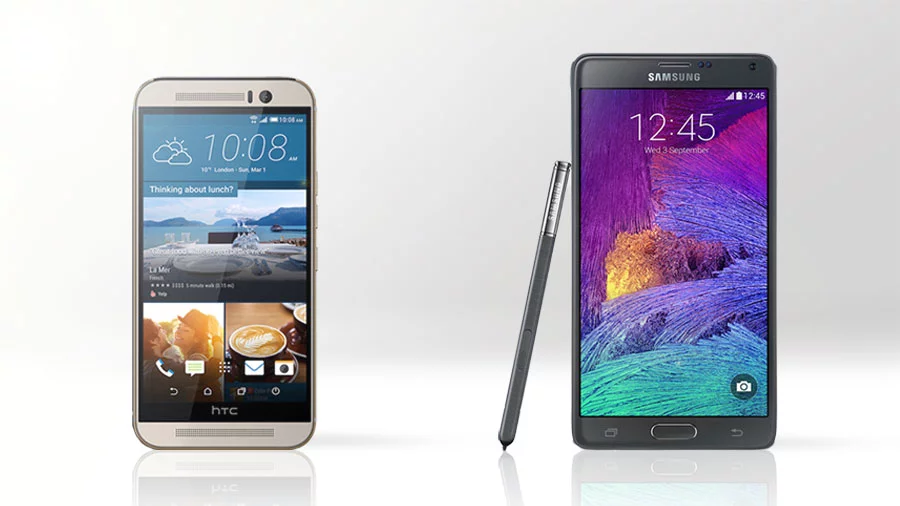 Gizmag compares the features and specs of the HTC One M9 (left) and Samsung Galaxy Note 4