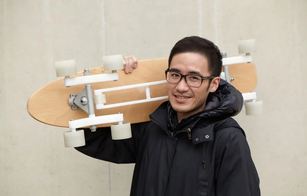 Designer PoChih Lai with the Stair-Rover