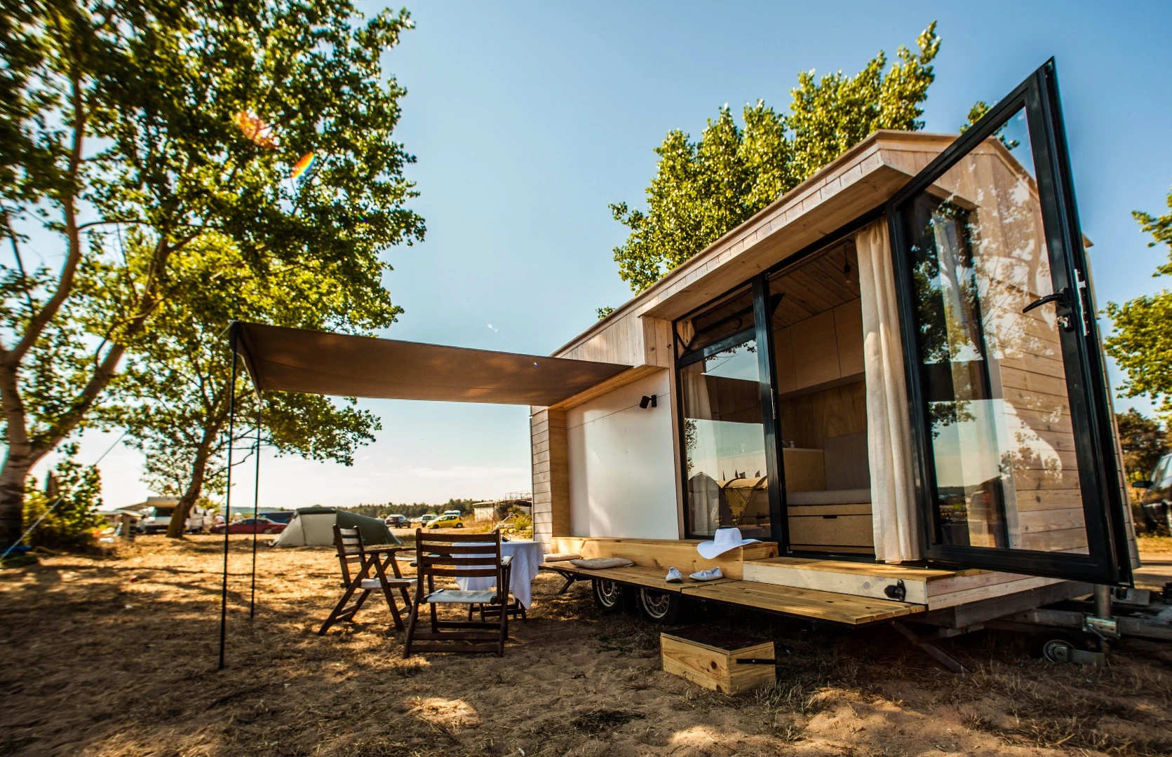 Inside, there's just 9 sq m (96 sq ft) available, so space is obviously tight