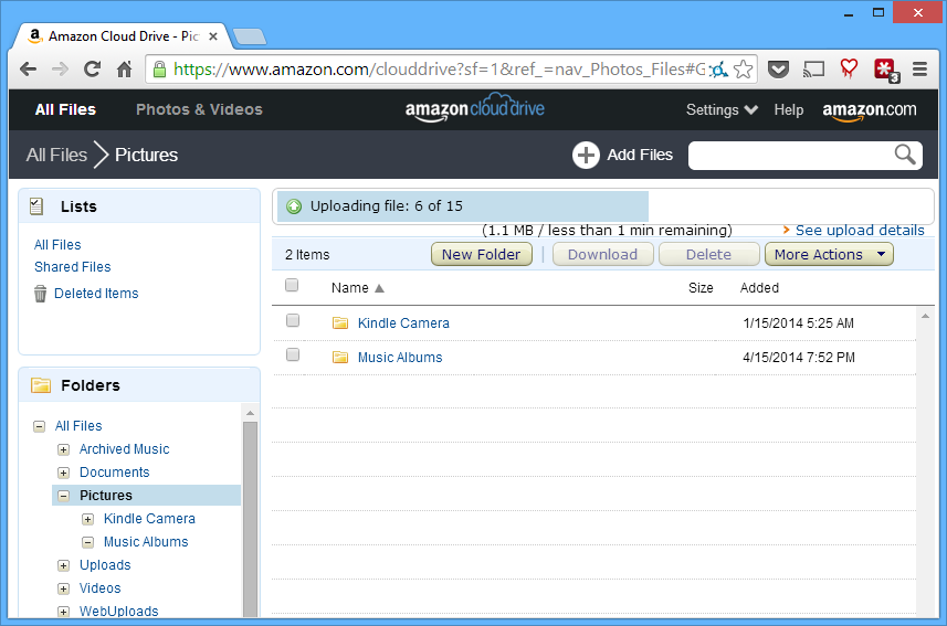 Upload photos to Amazon Cloud Drive
