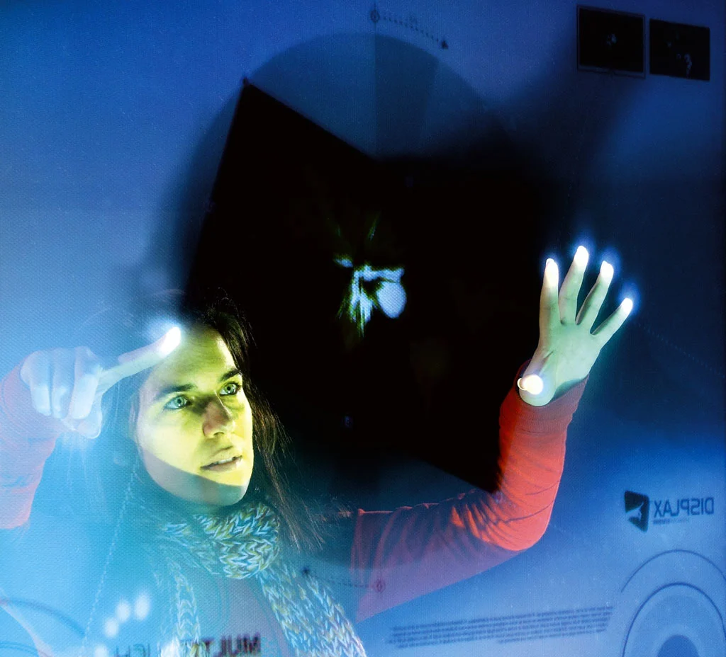 A 50-inch display is able to detect up to sixteen fingers simultaneously