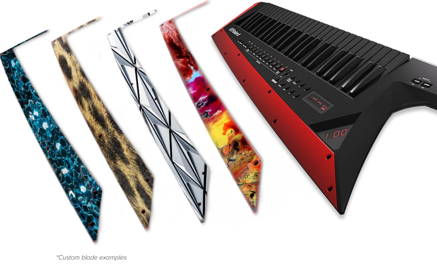 Edge trims on the AX-Edge can be swapped out to change the look of the keytar