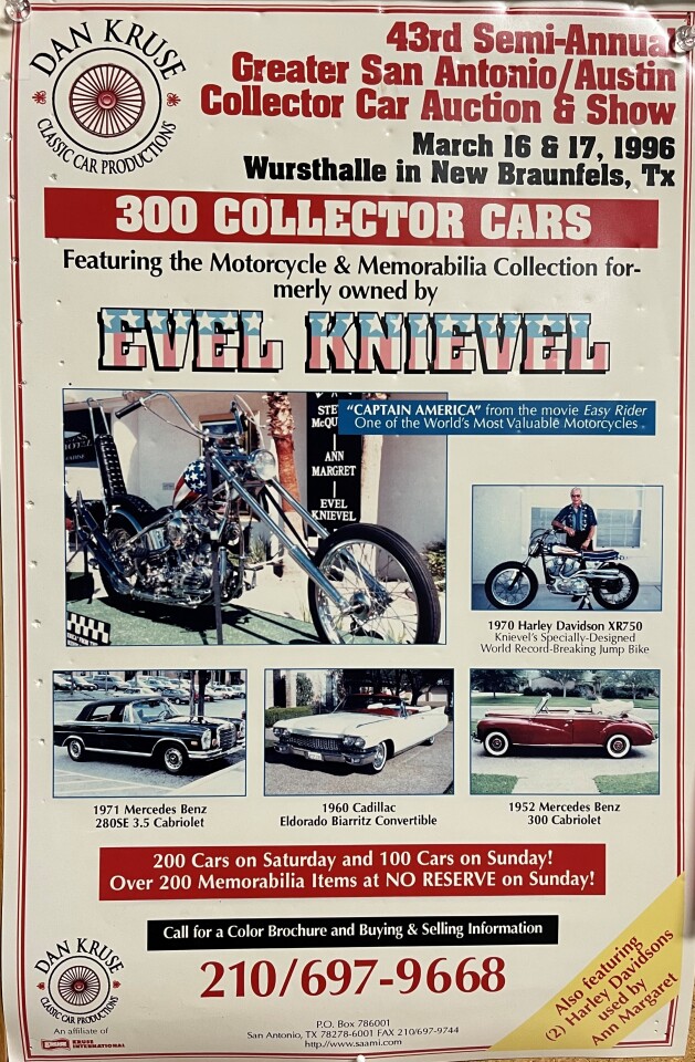 The poster from the 1996 auction of the Captain America chopper.