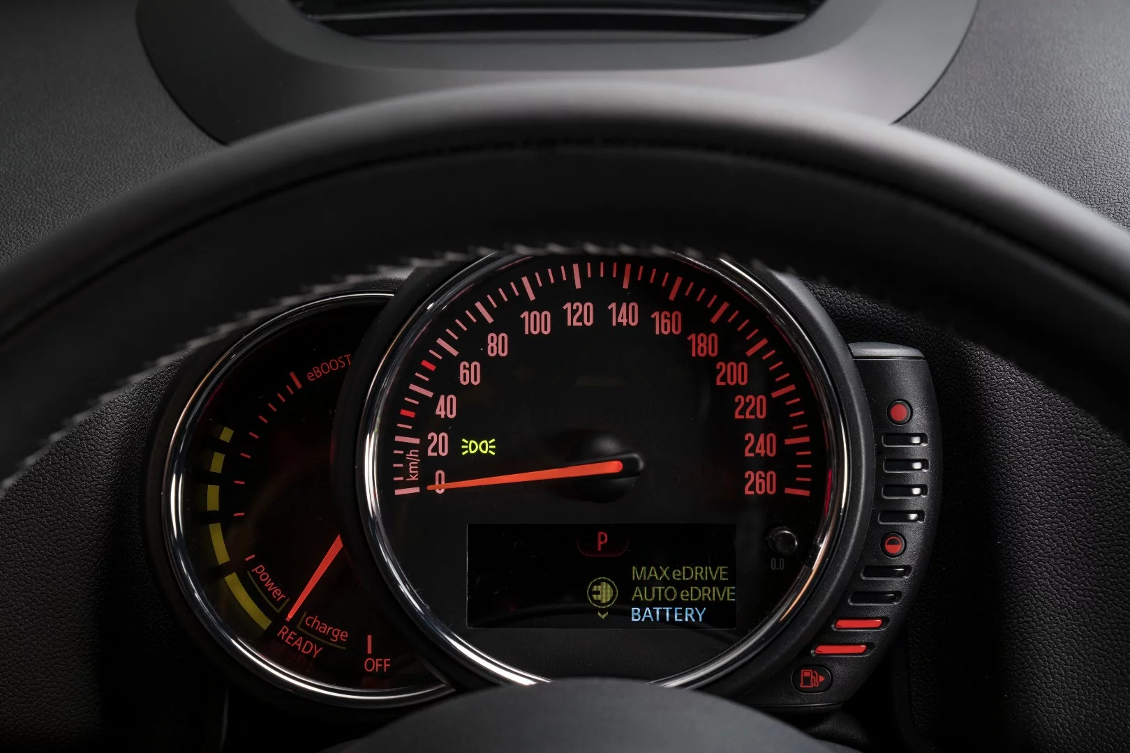 The Countryman hybrid’s infotainment and driver instrument cluster are different from the standard MINI line in a few key ways