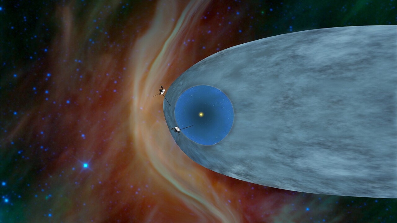 Artist's impression of the relative positions of Voyagers 1 and 2 (Image: NASA/JPL-Caltech)