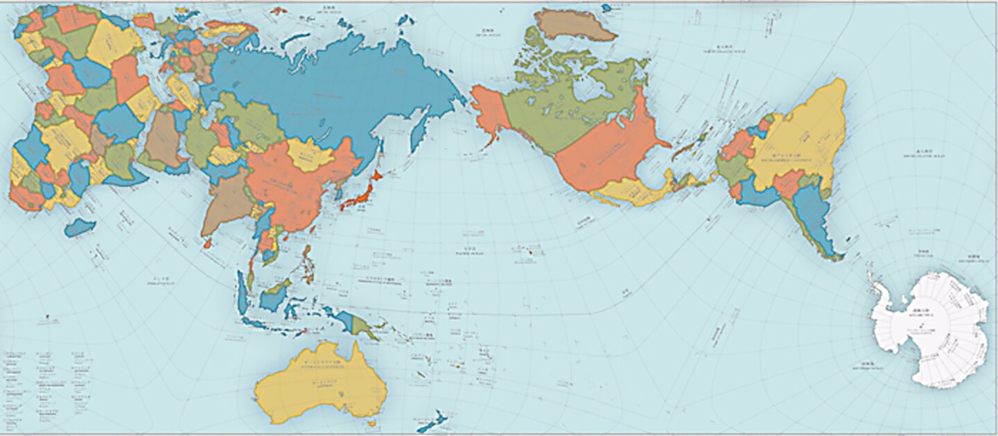 The Authograph World Map: looks weird, but all proportions are very close to correct and it fits in a neat 4:3 rectangle