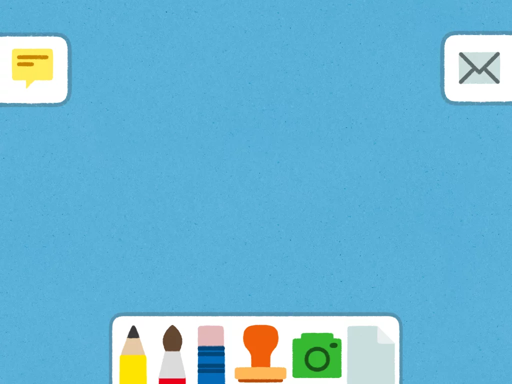 Maily gives kids five tools - writing pencils, paint brushes, photos, backgrounds and stamps - to create visual emails