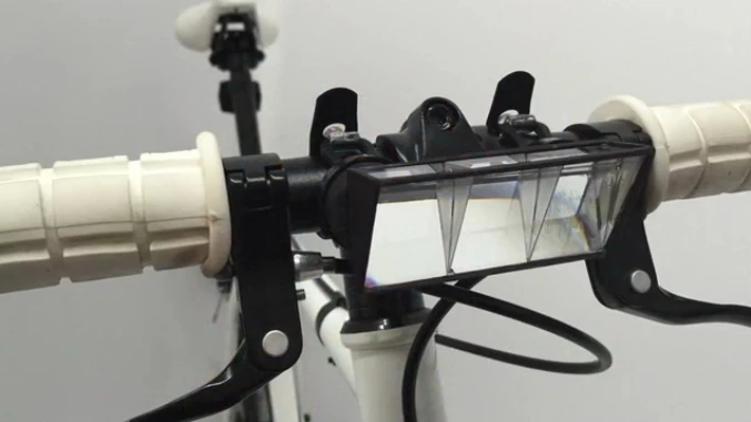 Lane is suggesting that the Pedi-Scope could be utilized both in the city and on long-distance road rides, although using that thing in a busy urban environment seems a little ... iffy