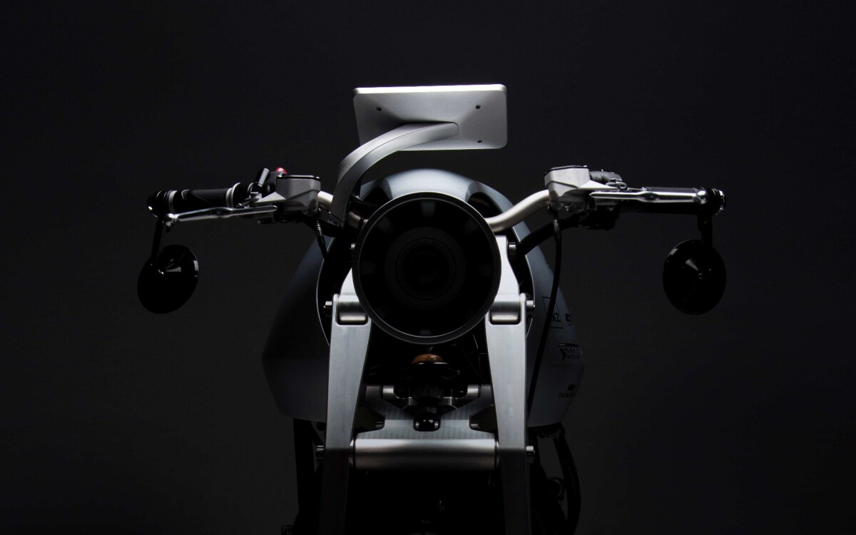 Ethec electric motorcycle: headlight and girder forks