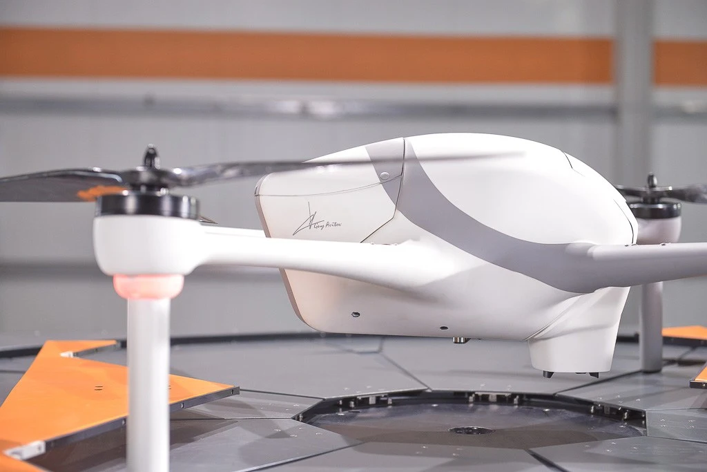 The drone itself, dubbed Optimus, is a customizable quadcopter capable of 30-minute flights and carrying one kg (2.2 lb) payloads