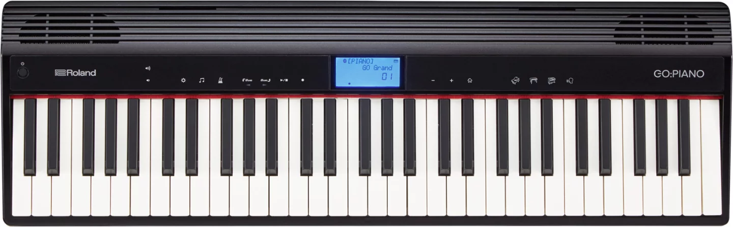 The Go:Piano from Roland has 61 full-sized keys that respond to the player's touch "just like a fine acoustic grand"