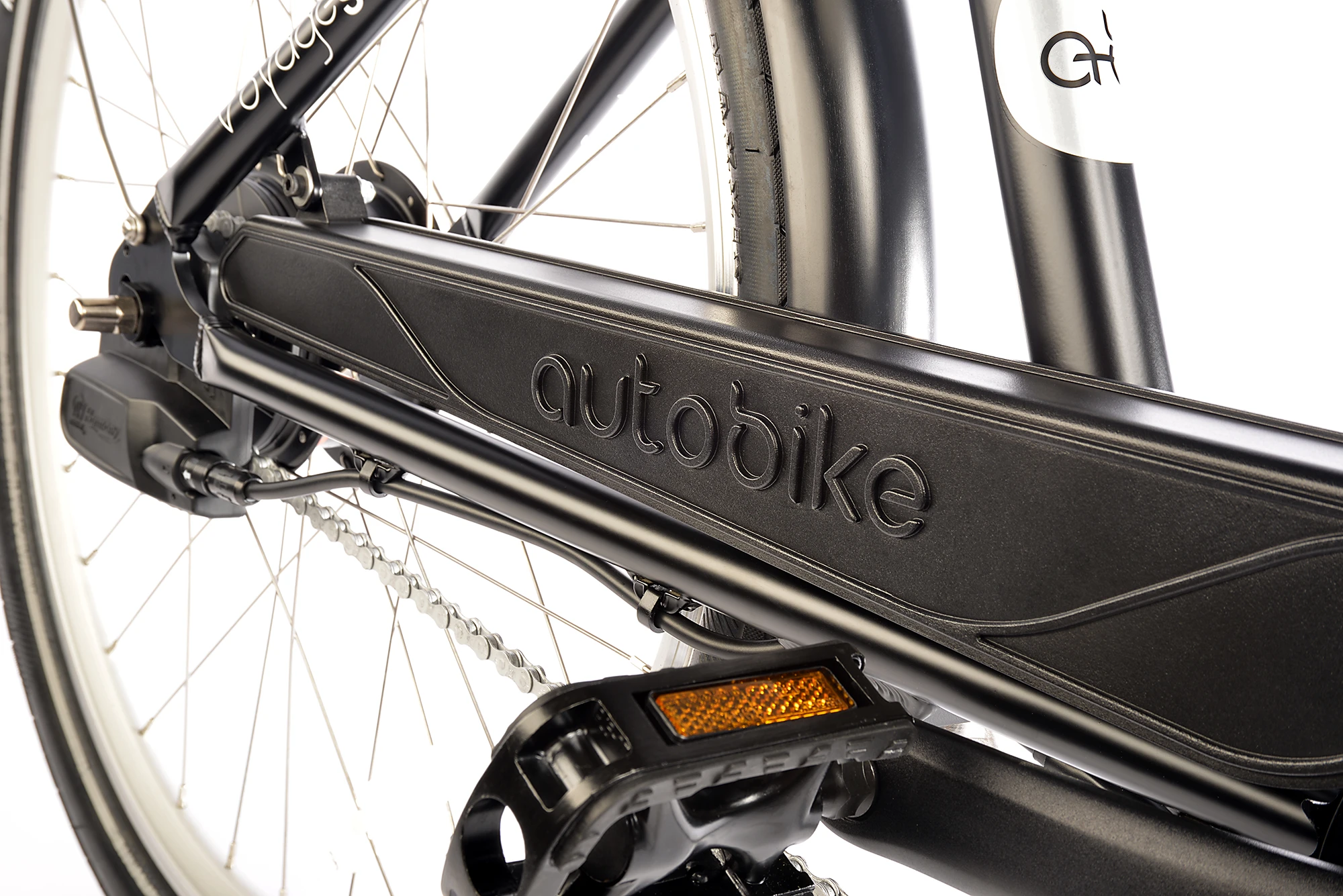 The Autobike Voyage ST's electronics are contained alongside its chainstay
