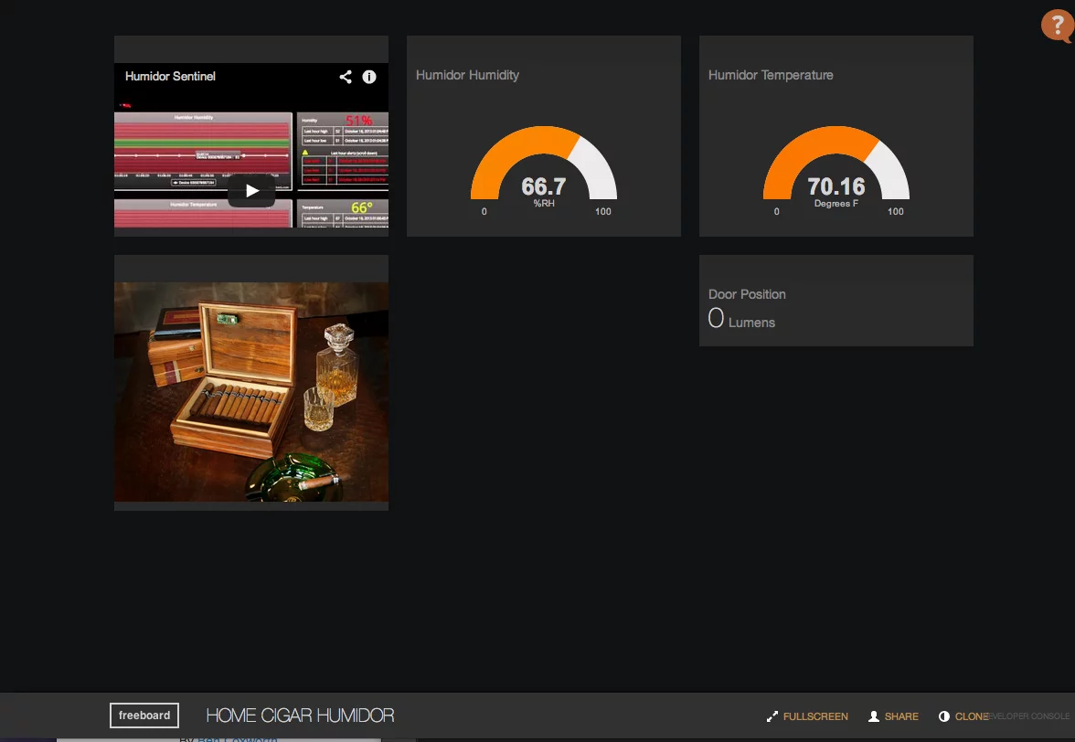 This example on the Freeboard site includes a sensor designed to fit inside a cigar humidor to monitor lid position, humidity and temperature