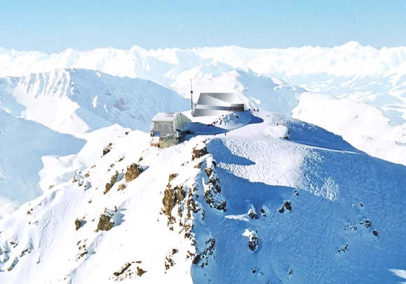 The restaurant is built 2650 meters (8700 ft) up atop the Arosa Weisshorn in the Swiss Alps (Photo: Tilla Theus)