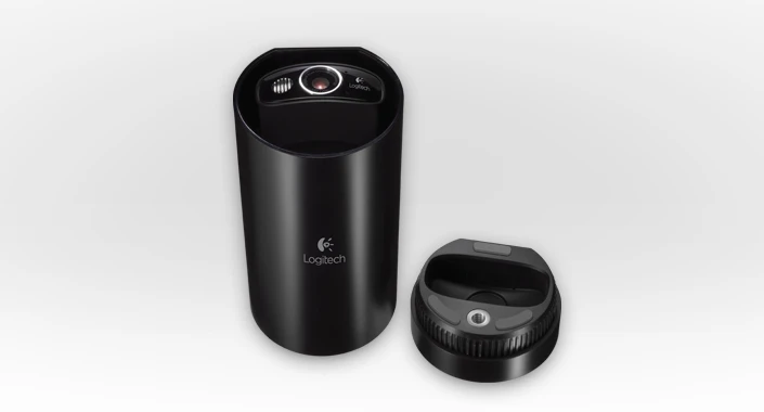 The Logitech Broadcaster Wi-Fi Webcam's carrying case is also its stand