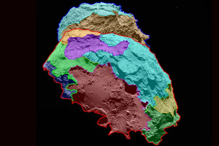 The Rosetta spacecraft has collected enough information to render a map of the various areas on the surface of comet 67P (Image: NASA/JPL)