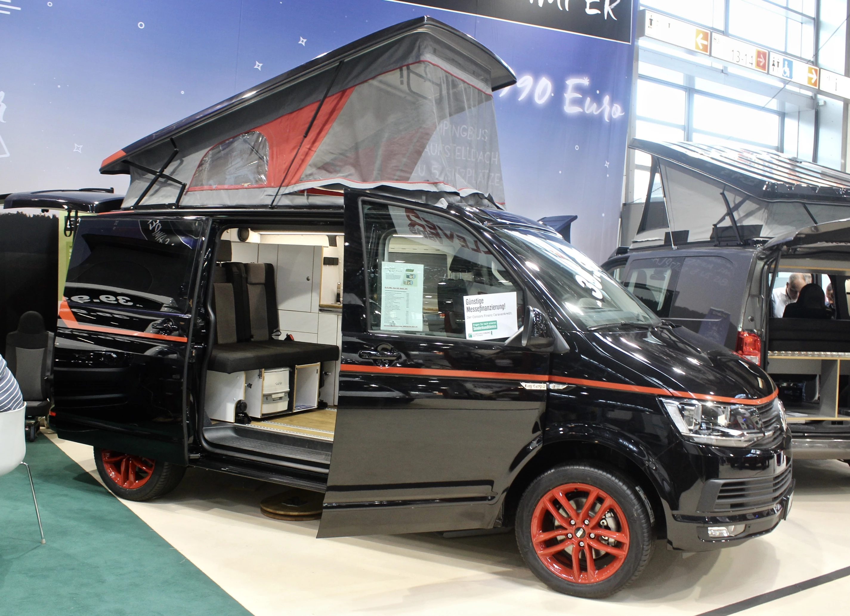 Inside, the Easy Camper Premium offers five seats and a well-equipped kitchen