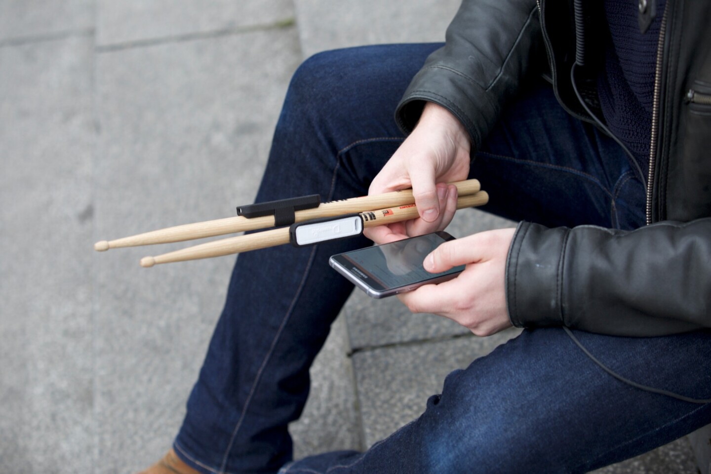 The Drumistic sensors attach to any classic drumsticks and pair with a companion app running on a smartphone over Bluetooth