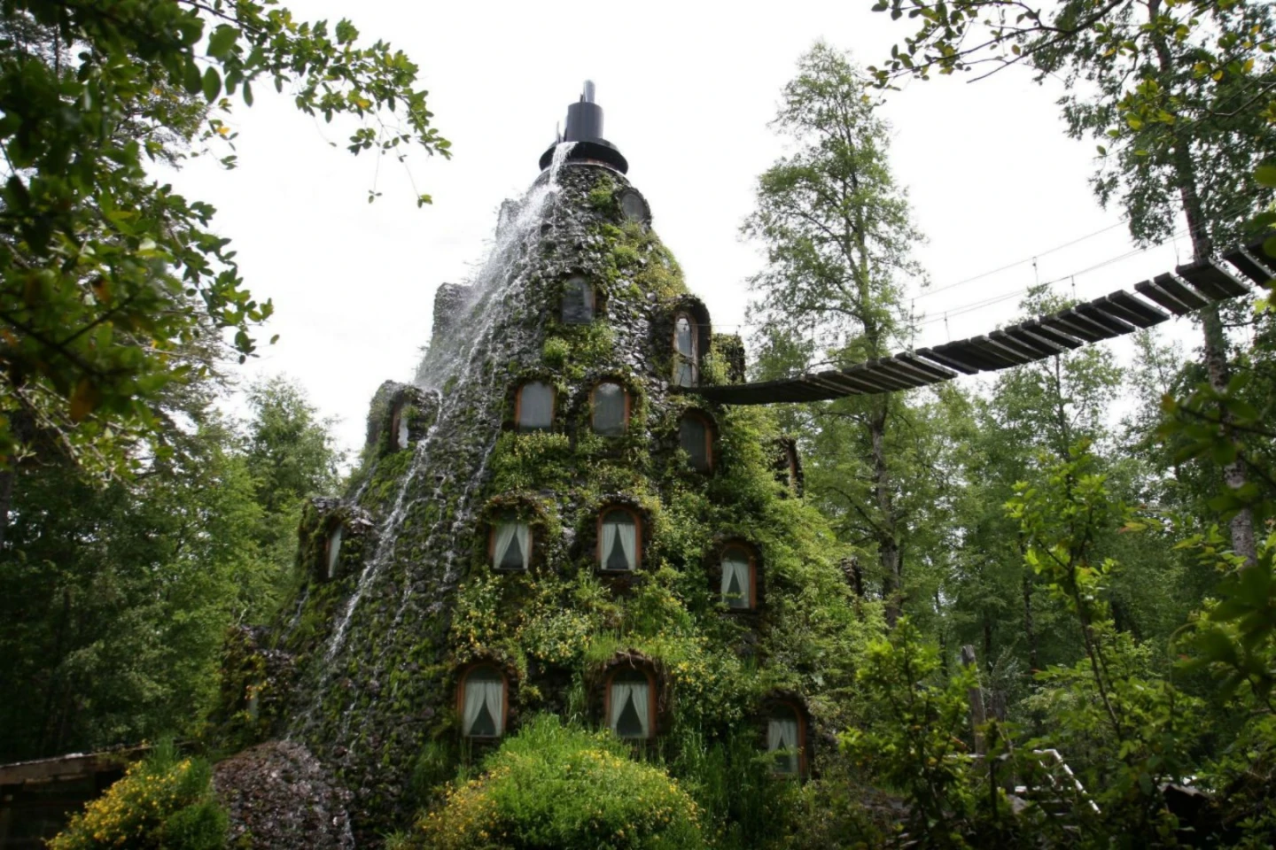 Hidden deep in the forest paradise of northern Patagonia, Huilo Huilo is a remarkable hotel inside a man-made volcano