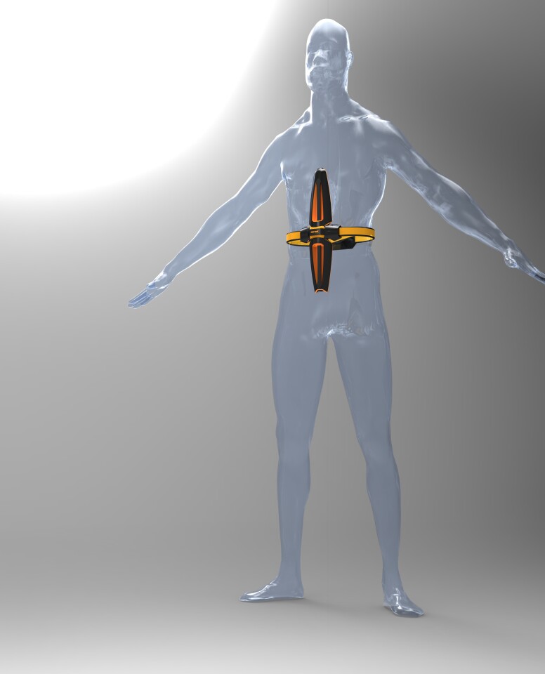 Worn to the front, it can be adjusted to generate some resistance and encourage the wearer to use muscle power to push back on the device while correcting spine positioning