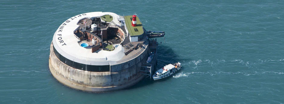 Located one mile out to sea from Portsmouth Harbor, UK, the 134 year old Spitbank Fort has been transformed into a luxury hotel
