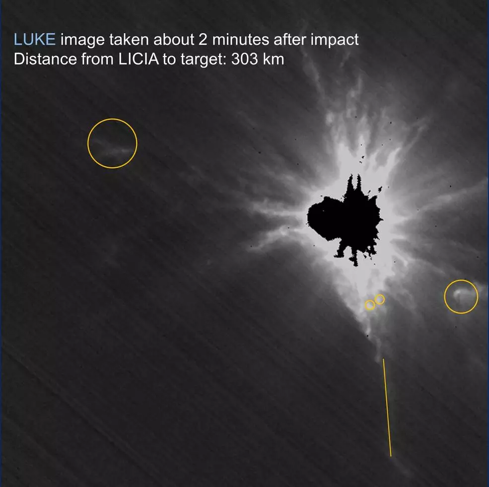 CubeSat imagery shows the scene of the Dimorphos asteroid impact three minutes after the event
