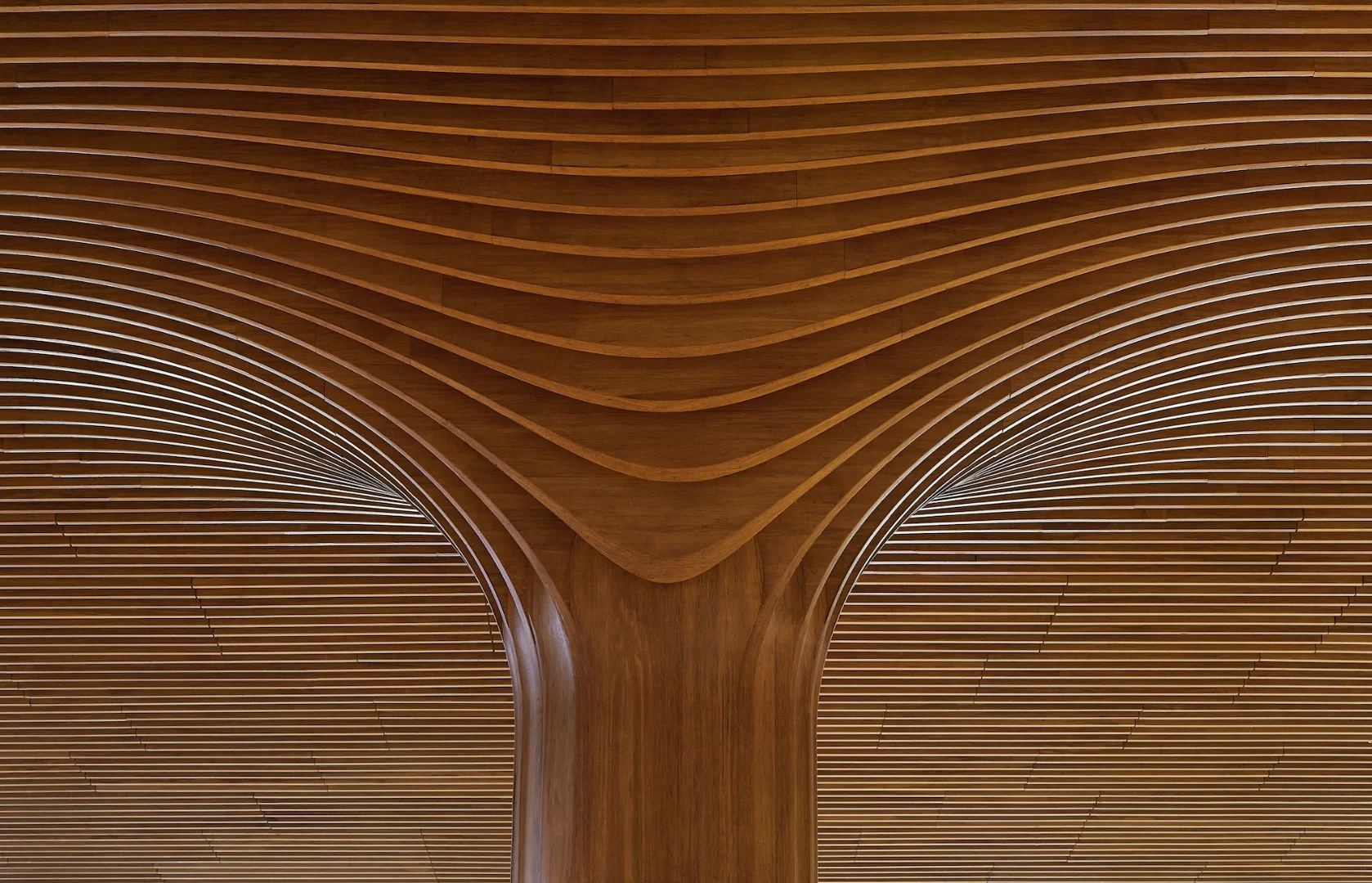Closeup of the stunning wood detailing in the ZHA-designed City Life shopping center