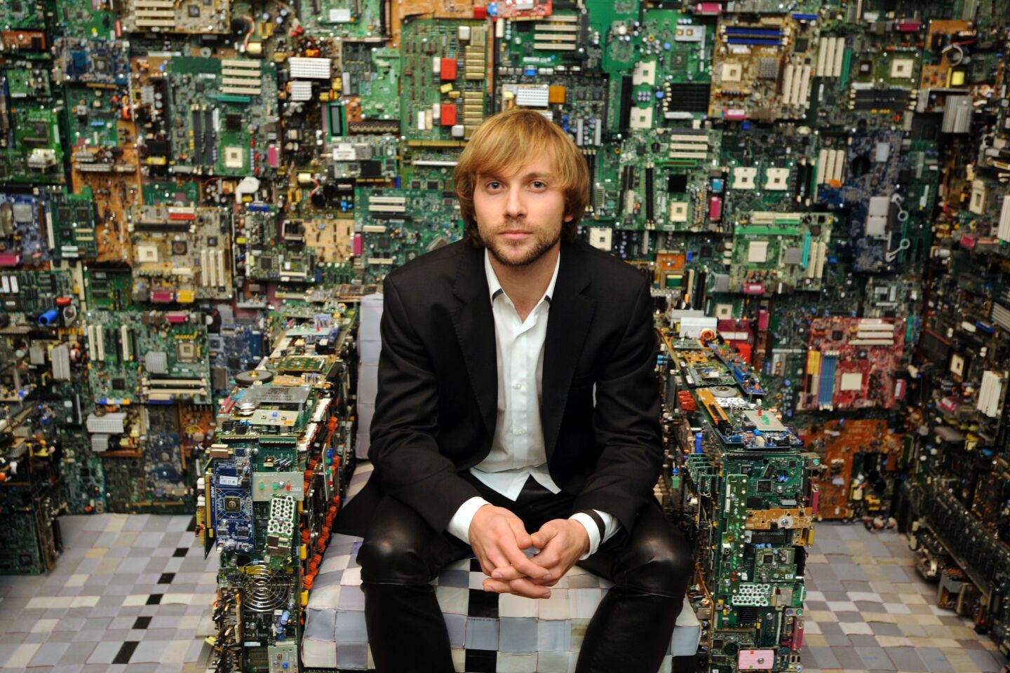 Benjamin Caldwell sitting in his Binary Armchair (Photo: BRC Designs)