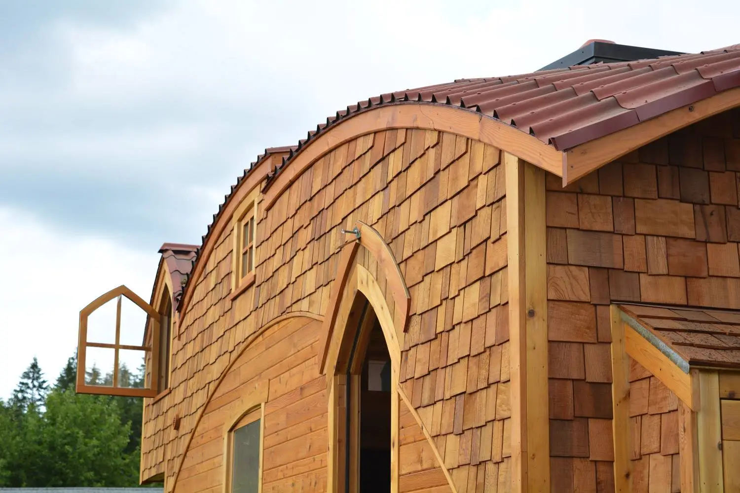 The house is clad in Onduvilla shingles (a composite asphalt with fiber matte core)