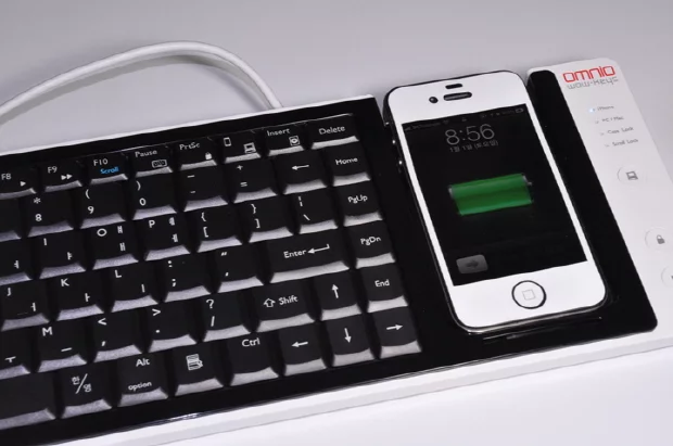 WOW-Keys is a full-sized desktop keyboard that can serve as an input device for an iPhone, or that can use an iPhone as a multi-touch input device for an attached computer (Photo: CompuExpert)