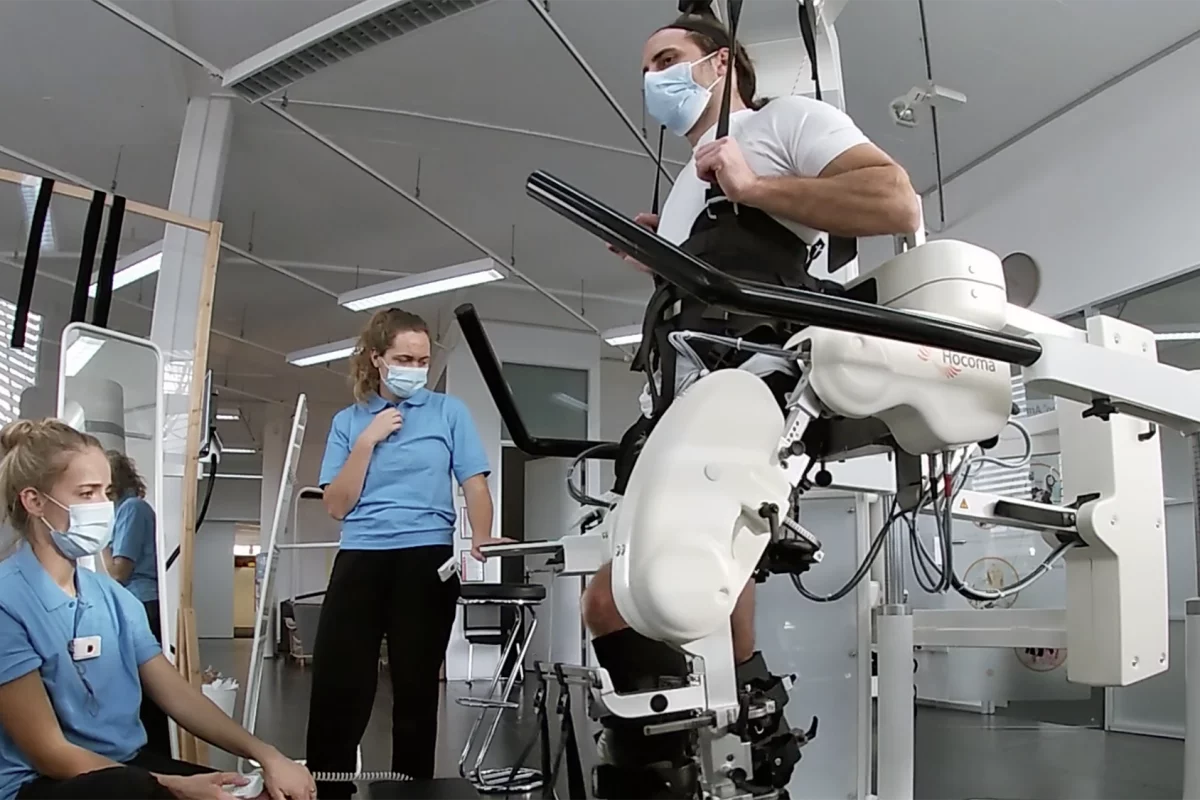 Spinal stimulation synced with rehabilitation robotics allows paralysed people to move