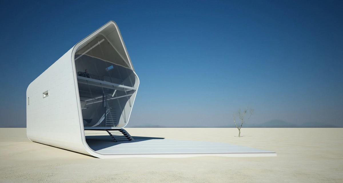 The snail-like building is held together with a carbon fiber truss frame (image from Violent Volumes)