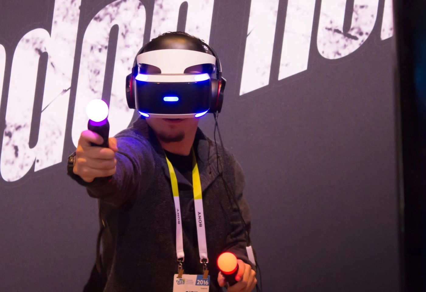 A CES attendee trying out PlayStation VR
