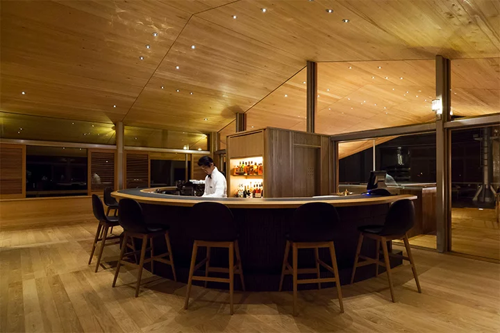 The Guntu on-board cocktail bar