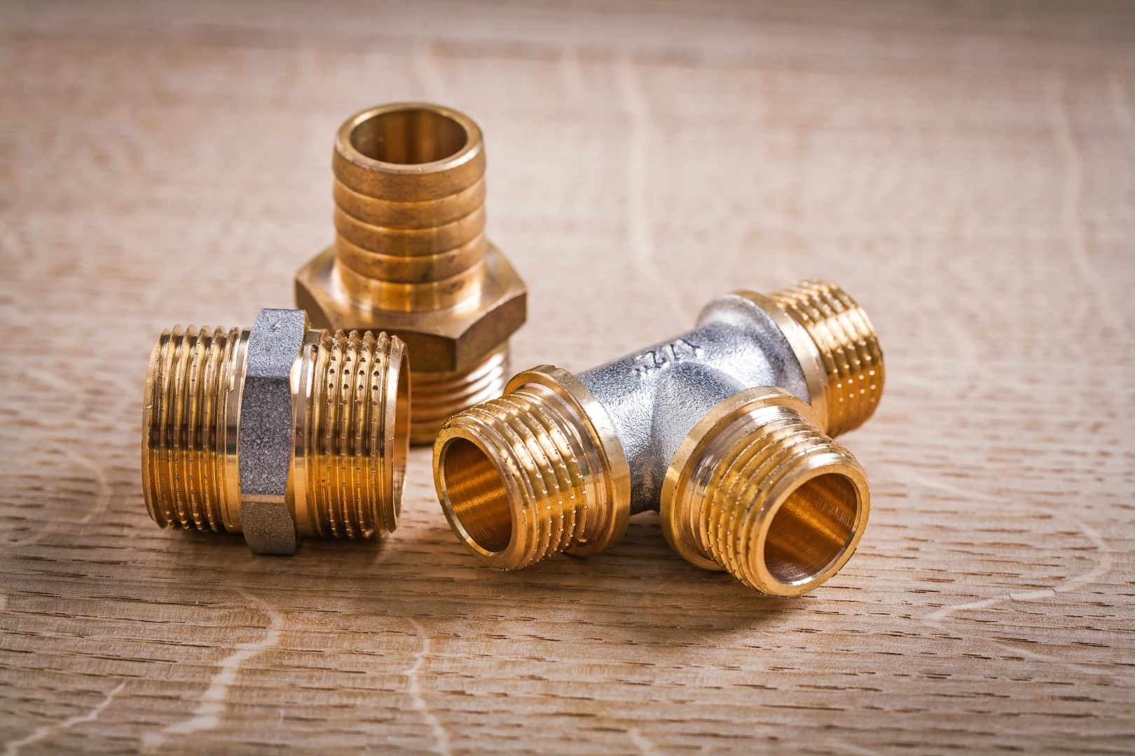Plumbing fixtures made from conventional brass, such as these, can leach lead into drinking water