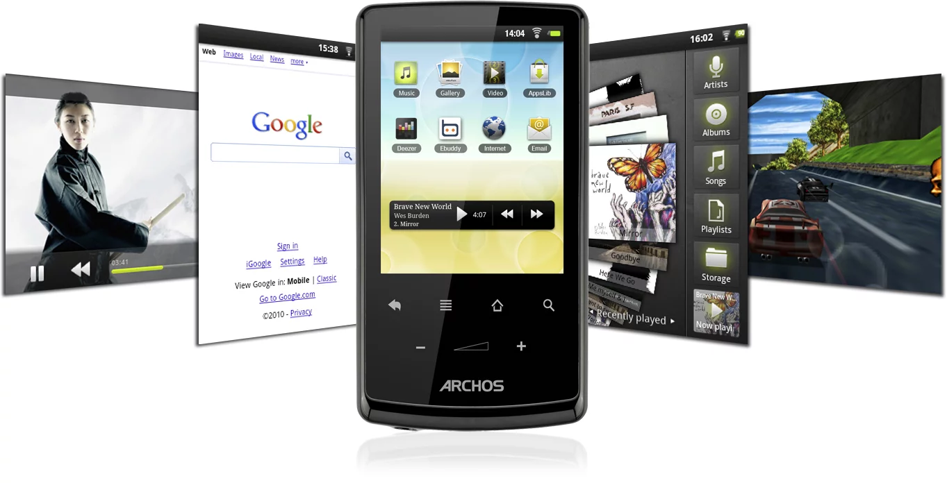 The multiple screens of the Archos 28 Pocket Tablet
