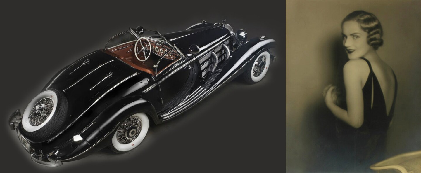 David Gooding of Gooding & Co saw the car still in storage when he was heading up Christie's automotive department, and recalls her driving maps and one elegant glove in the glove compartment, plus her lipstick-stained cigarette butts in the ashtray.